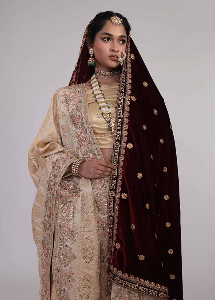 Cream Handloom Dupion Pure Silk Saree With Blouse Piece