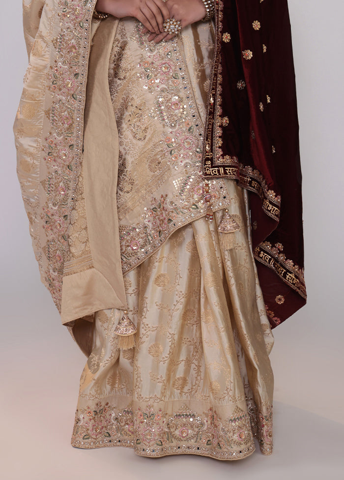 Cream Handloom Dupion Pure Silk Saree With Blouse Piece