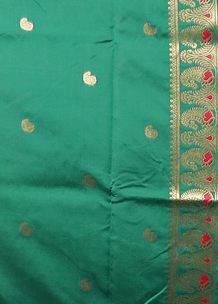 Green Baluchari Silk Saree With Blouse Piece