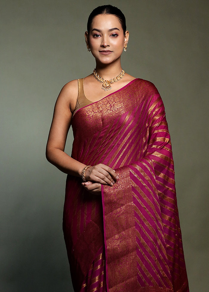 Pink Georgette Saree With Blouse Piece