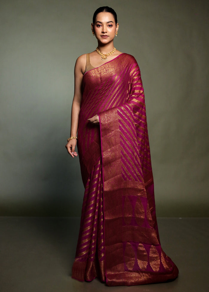 Pink Georgette Saree With Blouse Piece