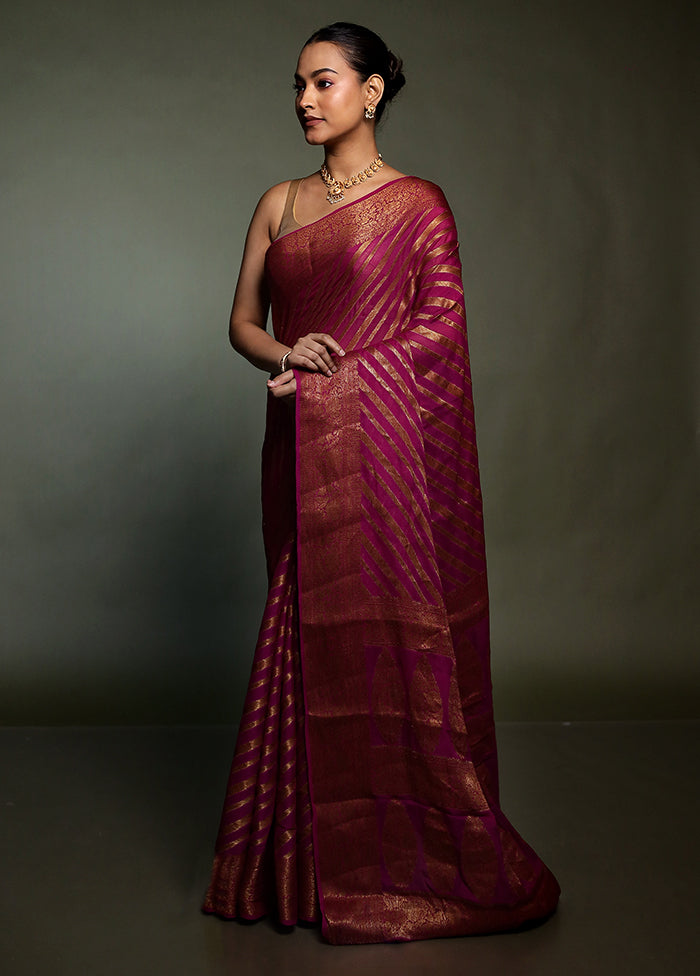 Pink Georgette Saree With Blouse Piece