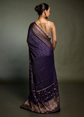 Blue Georgette Saree With Blouse Piece