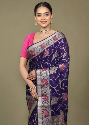 Blue Georgette Saree With Blouse Piece