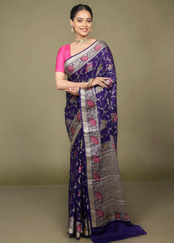 Blue Georgette Saree With Blouse Piece