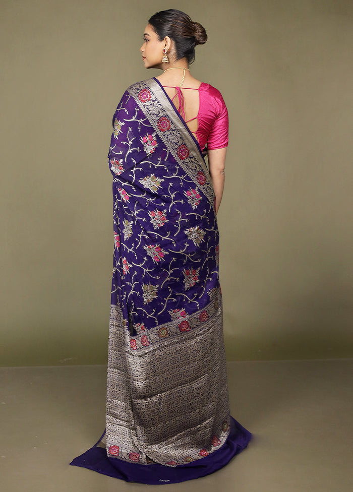 Blue Georgette Saree With Blouse Piece