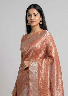 Red Tissue Silk Saree With Blouse Piece