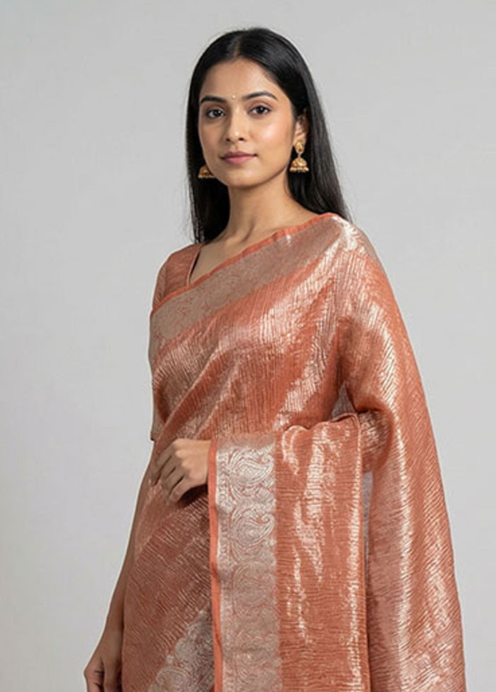 Red Tissue Silk Saree With Blouse Piece