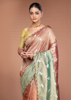 Brown Tissue Silk Saree With Blouse Piece