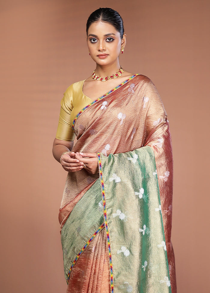 Brown Tissue Silk Saree With Blouse Piece