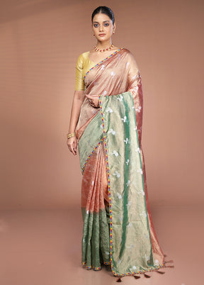 Brown Tissue Silk Saree With Blouse Piece