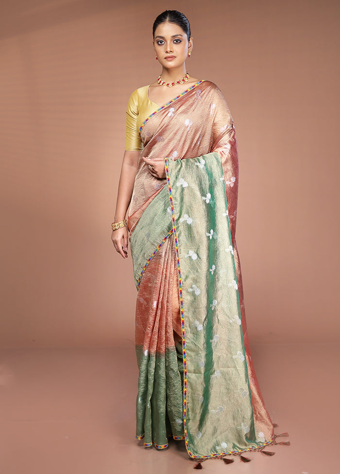 Brown Tissue Silk Saree With Blouse Piece