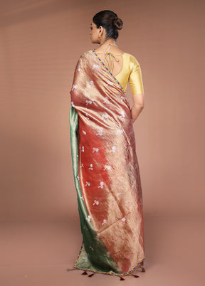 Brown Tissue Silk Saree With Blouse Piece