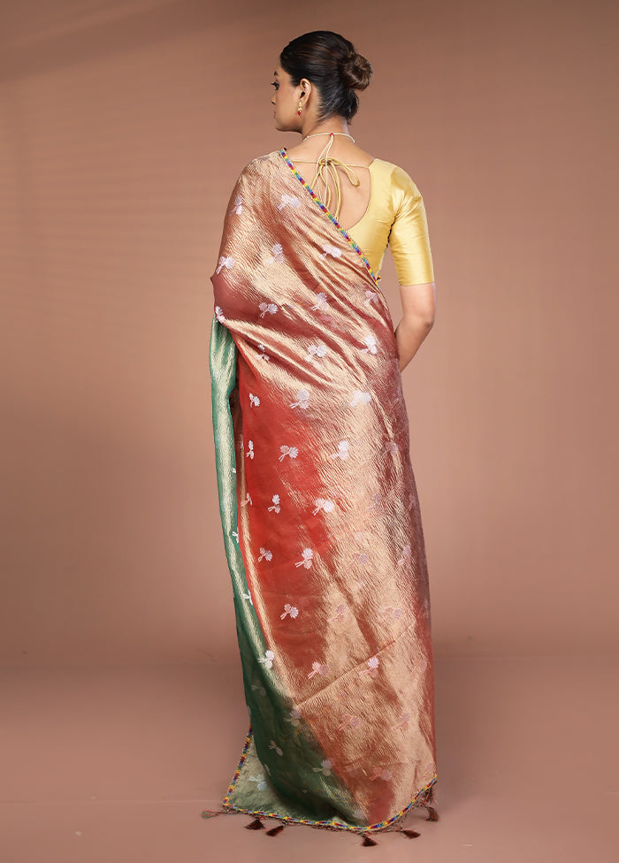 Brown Tissue Silk Saree With Blouse Piece