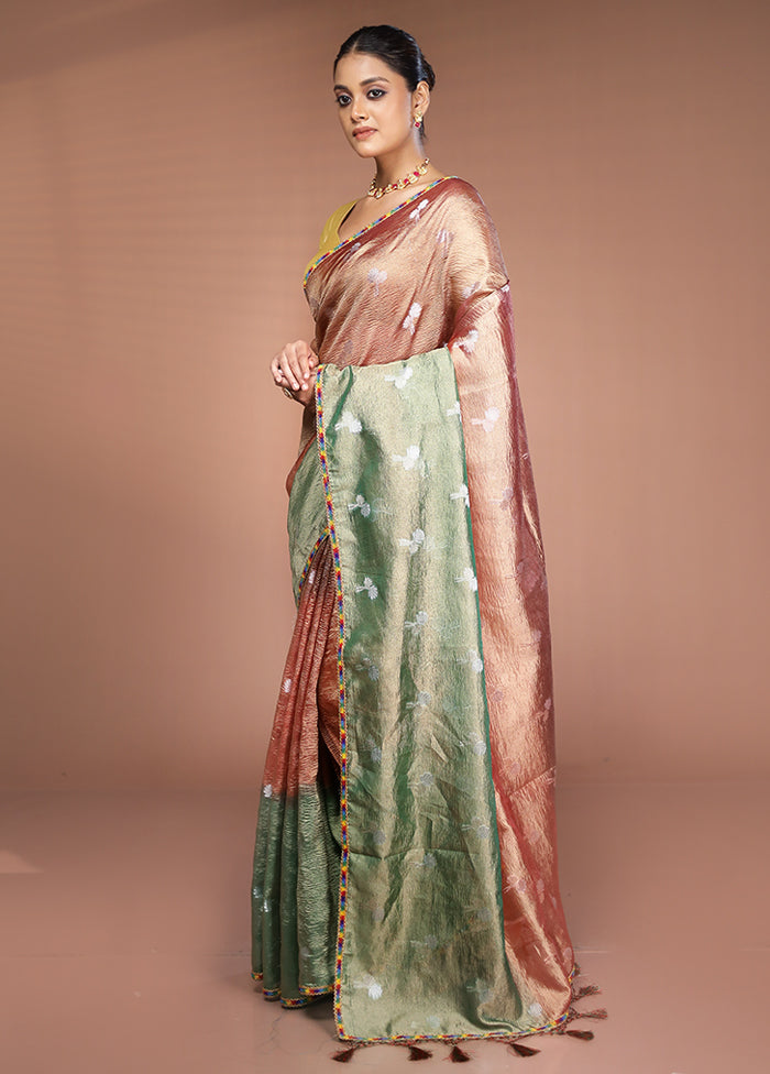 Brown Tissue Silk Saree With Blouse Piece