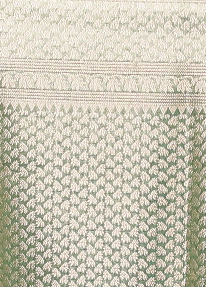 Green Crushed Tissue Silk Saree With Blouse Piece
