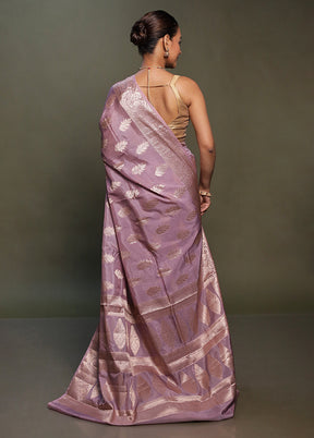 Purple Dupion Silk Saree With Blouse Piece