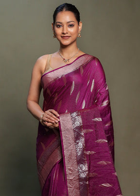 Purple Dupion Silk Saree With Blouse Piece