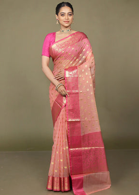 Pink Organza Saree With Blouse Piece