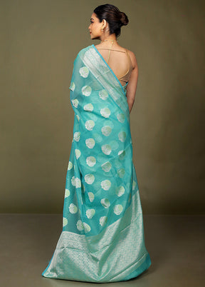 Green Kora Silk Saree With Blouse Piece