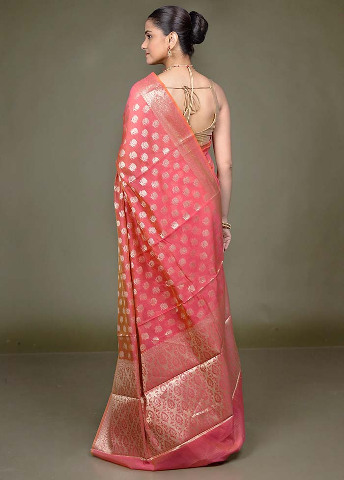Pink Kora Silk Saree With Blouse Piece