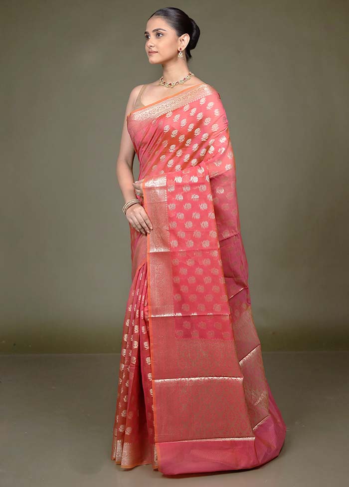 Pink Kora Silk Saree With Blouse Piece