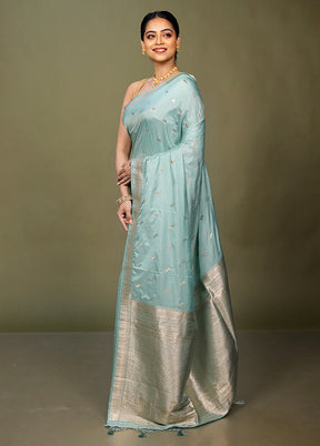 Green Dupion Silk Saree With Blouse Piece