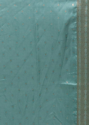 Blue Dupion Silk Saree With Blouse Piece