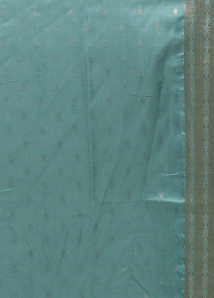 Blue Dupion Silk Saree With Blouse Piece