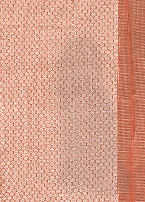 Peach Kora Silk Saree With Blouse Piece