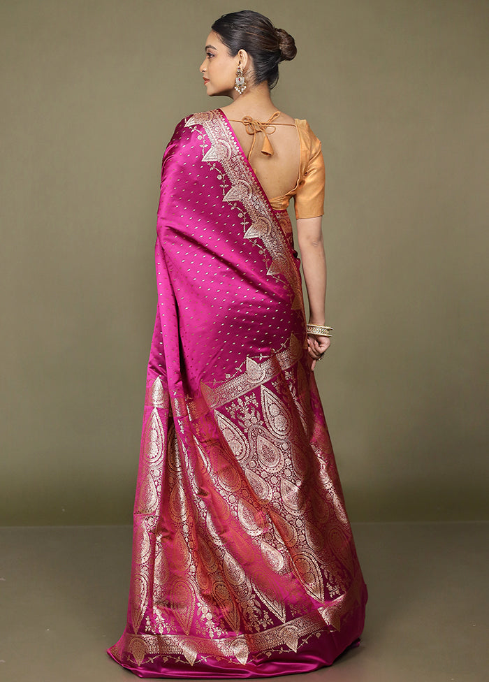 Purple Banarasi Silk Saree With Blouse Piece