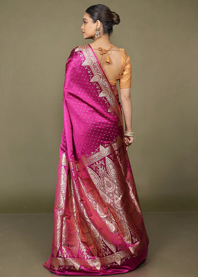 Purple Banarasi Silk Saree With Blouse Piece