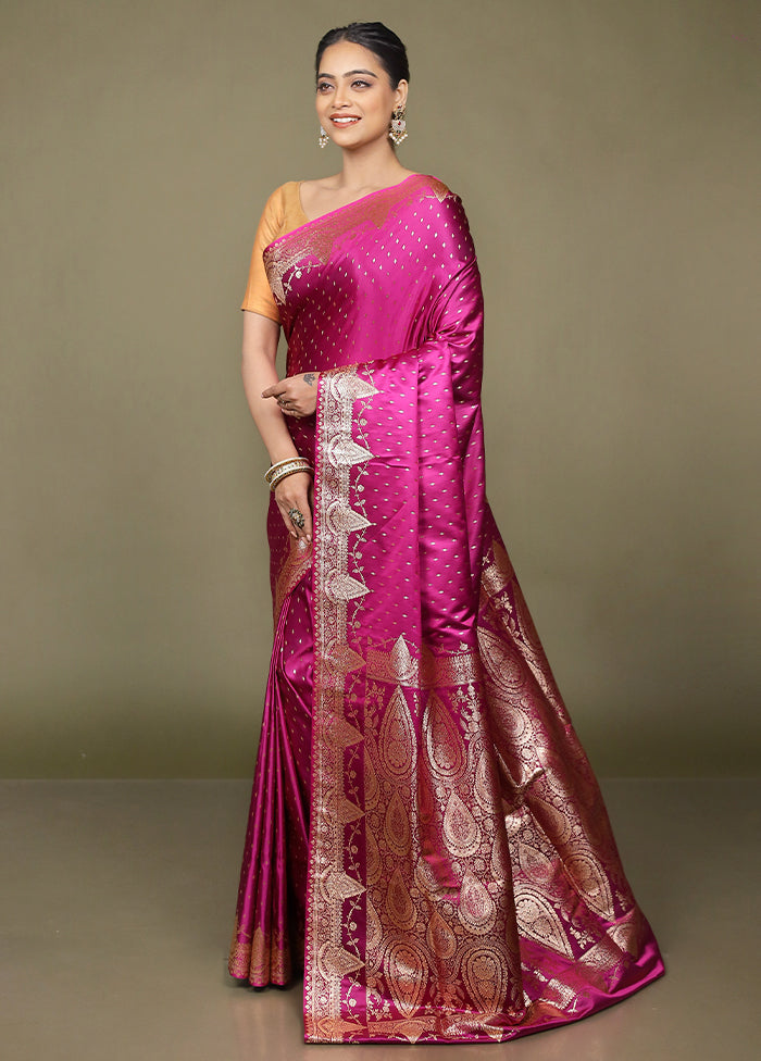 Purple Banarasi Silk Saree With Blouse Piece