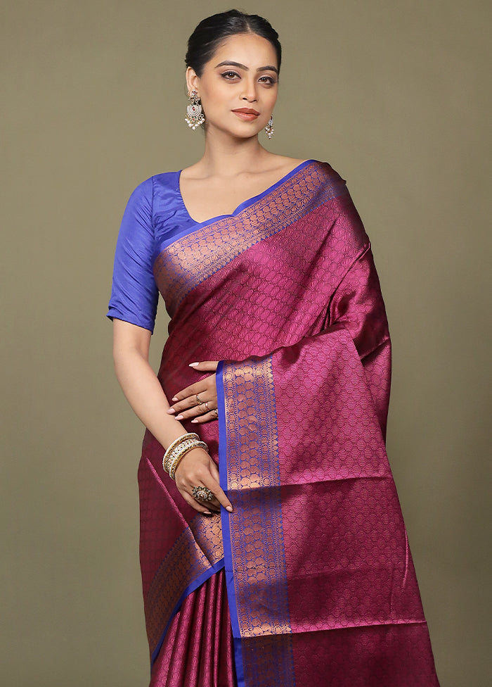 Purple Kora Silk Saree With Blouse Piece