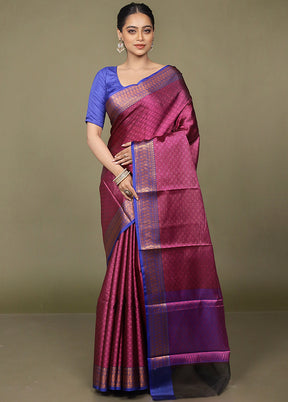 Purple Kora Silk Saree With Blouse Piece
