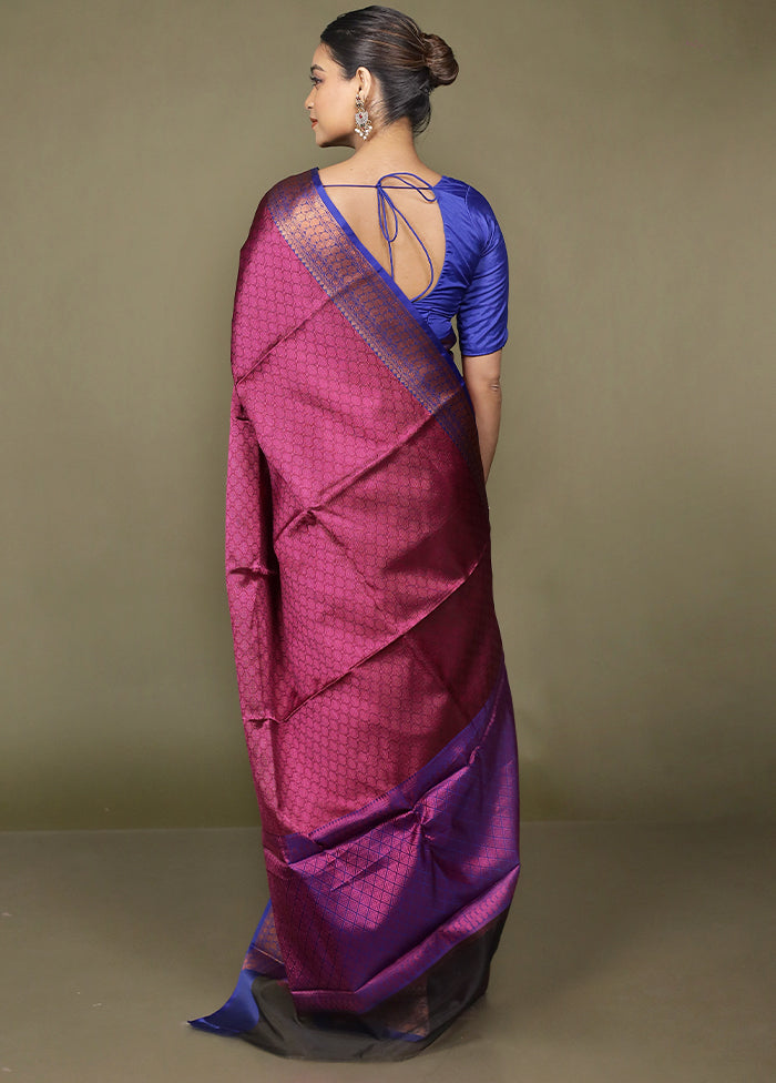 Purple Kora Silk Saree With Blouse Piece