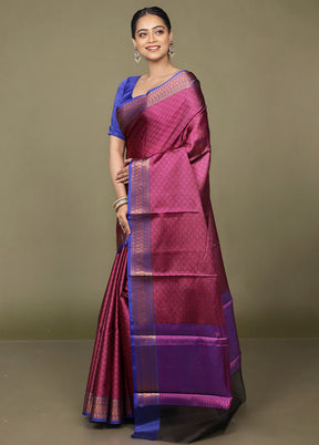 Purple Kora Silk Saree With Blouse Piece