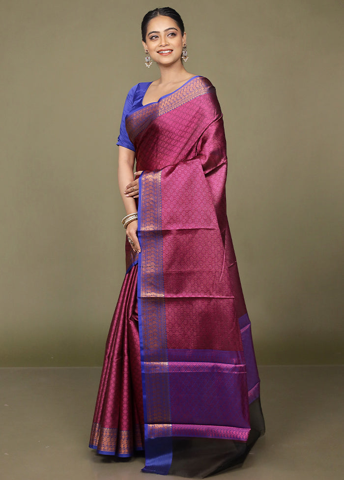 Purple Kora Silk Saree With Blouse Piece