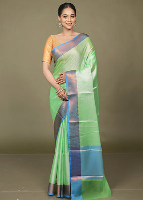 Green Kora Silk Saree With Blouse Piece