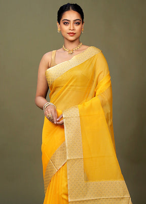 Yellow Kota Cotton Saree With Blouse Piece