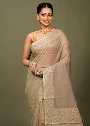 Green Kota Cotton Saree With Blouse Piece