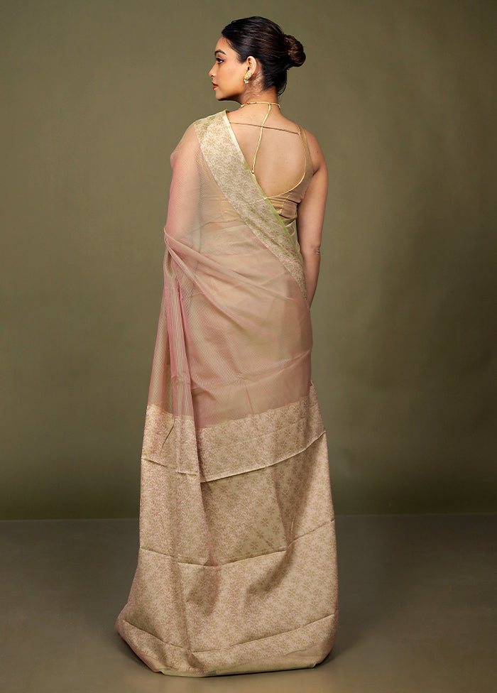 Green Kota Cotton Saree With Blouse Piece