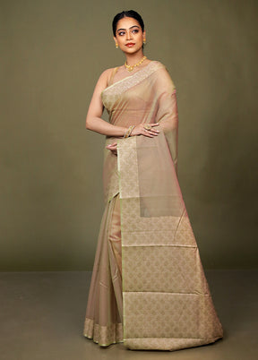 Green Kota Cotton Saree With Blouse Piece