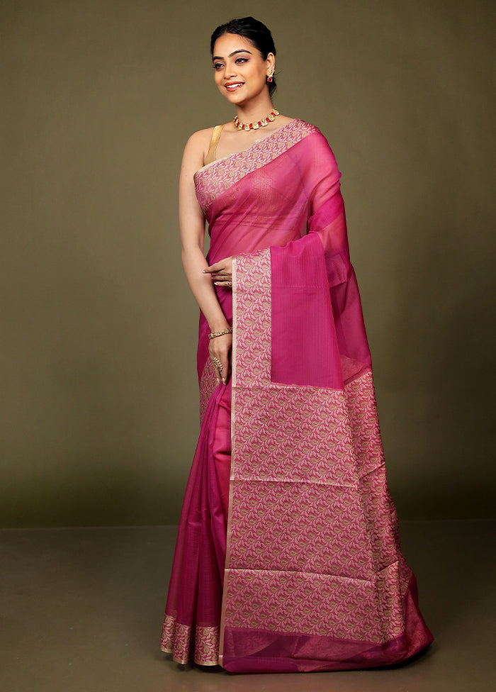Pink Kota Cotton Saree With Blouse Piece