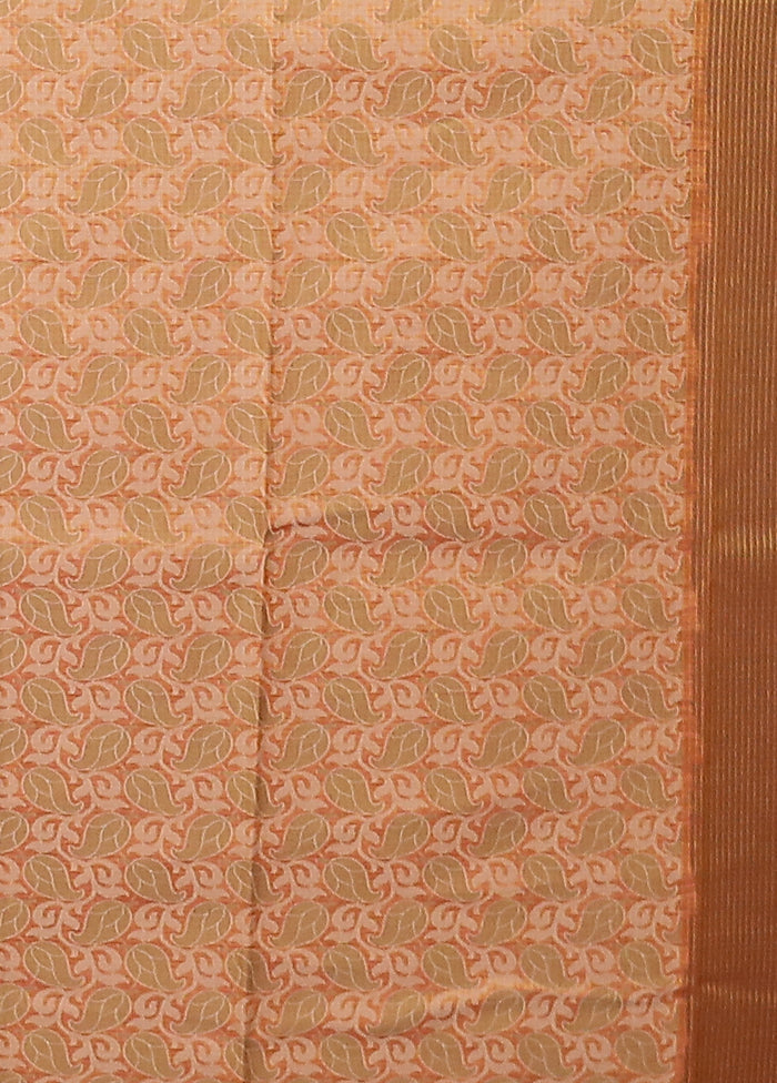 Orange Kota Cotton Saree With Blouse Piece
