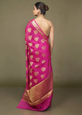 Pink Kora Silk Saree With Blouse Piece