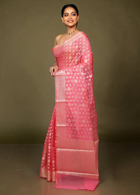 Pink Kota Cotton Saree With Blouse Piece