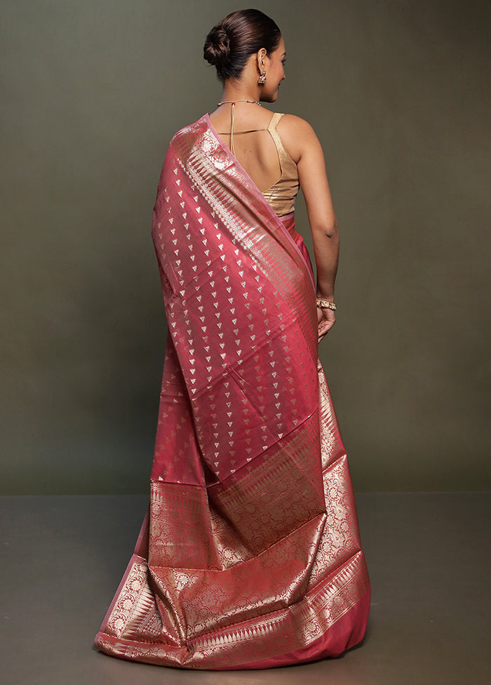 Red Kora Silk Saree With Blouse Piece