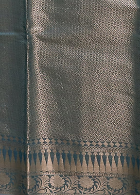 Blue Kora Silk Saree With Blouse Piece