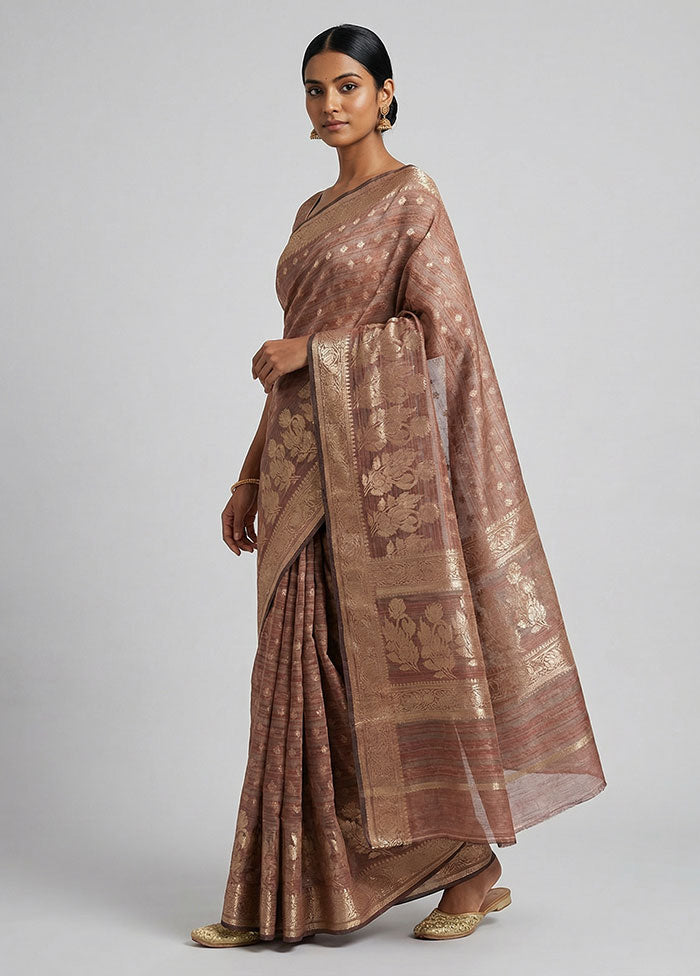 Pink Kora Silk Saree With Blouse Piece